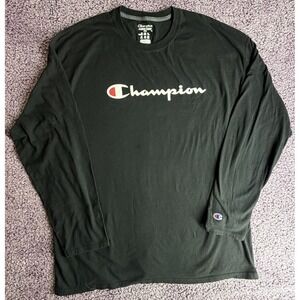Champion Vapor Cotton Long Sleeve T-Shirt Black Men's 2XL Logo Tee Casual